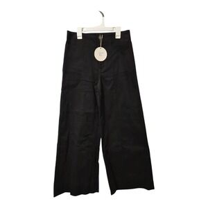 In February Black Wide Leg Pants Womens Small High Rise Stretch NWT‎